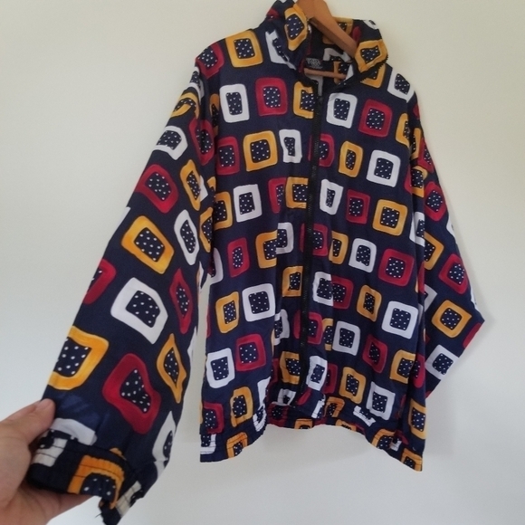 Vintage Spirit First Art Deco Windbreaker 90s Track Style Size Large - Picture 9 of 9